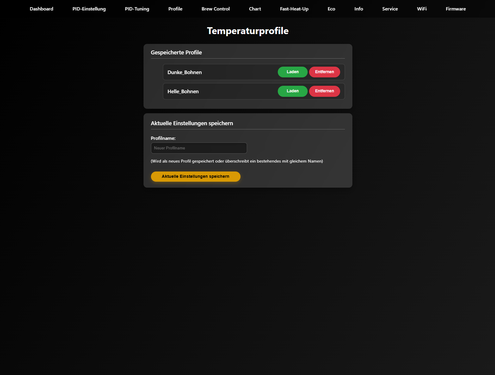 Screenshot Web UI - Profile